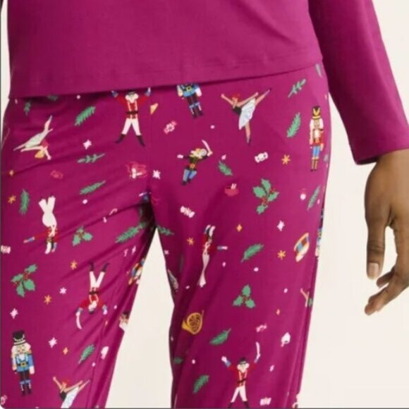 NEW 2Pc 3X 22W-24W Women's Soft Nutcracker Ballet Christmas Pajamas w/ Pockets - Picture 4 of 5